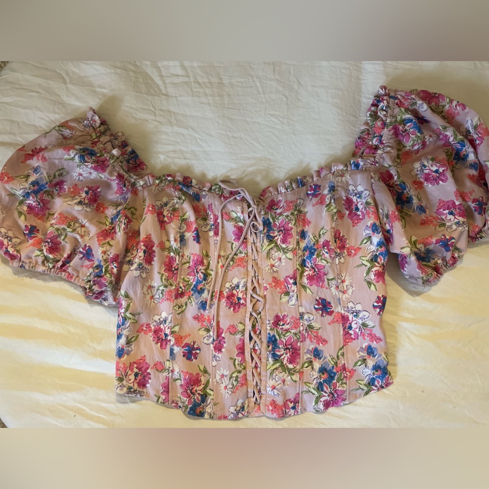 ASTR The Label floral corset-style crop top